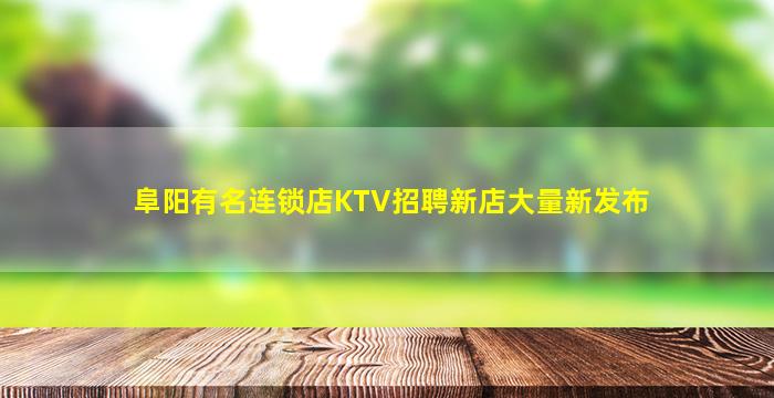 阜阳有名连锁店KTV招聘新店大量新发布